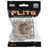 Розетка с заземлением ИЭК FLITE РСш11-0-ФлХ 16А шторки хаки