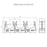 Крепеж-клипса Промрукав для труб для прямого монтажа на 8 мест черная в п/э d20 мм [упак.20шт]