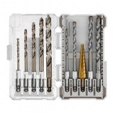 Набор сверл комбинированный Kranz 10 предметов (сверла по металлу 5шт, по бетону 4шт и ступенчатое)