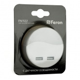 Светильник ночник Feron c 2мя USB выходами, FN1122 0,45W 230V, белый