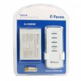 Выключатель Feron TM74 с пультом радиоуправления 4-х канальный 1000W 230V 30м белый