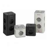 Сетевой фильтр ЭРА TWR-8es-1,5m-4USB-B башня 8х2P+E выключатель 2xUSBA+2хUSBC ПВС 3x1мм2 черный