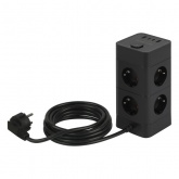 Сетевой фильтр ЭРА TWR-8es-1,5m-4USB-B башня 8х2P+E выключатель 2xUSBA+2хUSBC ПВС 3x1мм2 черный