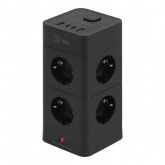 Сетевой фильтр ЭРА TWR-8es-1,5m-4USB-B башня 8х2P+E выключатель 2xUSBA+2хUSBC ПВС 3x1мм2 черный
