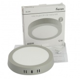 Светильник светодиодный накладной Feron AL504 12W 4000К 960Lm круглый серый D160x24mm