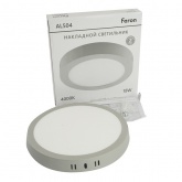 Светильник светодиодный накладной Feron AL504 18W 4000К 1260Lm круглый серый D210x24mm