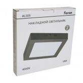 Светильник светодиодный накладной Feron AL505 24W 4000К 1760Lm квадрат черный 280x280x24mm
