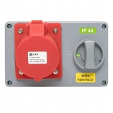 Розетка с блокировкой и выключателем EKF 1425 3Р+РЕ+N 32А 380В IP44