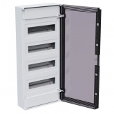 Щит навесной КЭАЗ OptiBox Pro 48-NKR-IP40 48 (4x12) модулей прозрачная черная дверца IP40 (электрический шкаф)