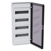 Щит навесной КЭАЗ OptiBox Pro 48-NKR-IP40 48 (4x12) модулей прозрачная черная дверца IP40 (электрический шкаф)