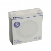 Светильник встраиваемый светодиодный Feron AL528 12W 6400K 1080Lm белый с драйвером