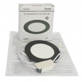 Светодиодный встраиваемый светильник Feron AL500 6W 4000K 480Lm IP40 черный, с драйвером