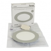 Светодиодный встраиваемый светильник Feron AL500 9W 4000K 720Lm IP40 серый, с драйвером