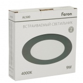Светодиодный встраиваемый светильник Feron AL500 9W 4000K 720Lm IP40 черный, с драйвером