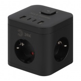 Удлинитель электрический ЭРА CUBE-3es-1,5m-4USB-B куб с заземлением/выключателем 3 розетки+4xUSB A+C
