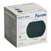 Светодиодный настенный светильник Feron AL51 MINI 2x1W 4000K 170Lm черный 44x42x34mm