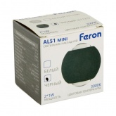 Светодиодный настенный светильник Feron AL51 MINI 2x1W 3000K 170Lm черный 44x42x34mm