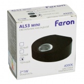Светодиодный настенный светильник Feron AL53 MINI 2x1W 4000K 170Lm черный 70x65x28mm
