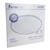 Светильник светодиодный накладной Feron AL1500 56W 3000К-4000К-6400K 4700Lm белый D375x65mm