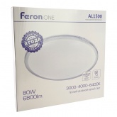 Светильник светодиодный накладной Feron AL1500 80W 3000К-4000К-6400K 6800Lm белый D460x65mm