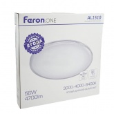 Светильник светодиодный накладной Feron AL1510 56W 3000К-4000К-6400K 4700Lm белый D375x65mm