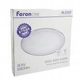 Светильник светодиодный накладной Feron AL1510 80W 3000К-4000К-6400K 6800Lm белый D460x65mm