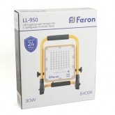 Прожектор светодиодный аккумуляторный с ручкой Feron LL-950 30W 6400K IP66 5Ah 18650