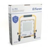 Прожектор светодиодный аккумуляторный с ручкой Feron LL-951 50W 6400K IP66 10Ah 18650