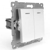 Выключатель двухклавишный с индикацией Tokov Electric Pixel 10А IP20 белый
