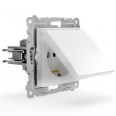 Розетка с заземлением Tokov Electric Pixel 16А шторки крышка IP20 белый