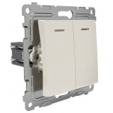 Выключатель двухклавишный с индикацией Tokov Electric Pixel 10А IP20 бежевый