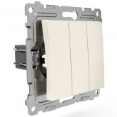 Выключатель трехклавишный Tokov Electric Pixel 10А IP20 бежевый
