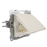 Розетка с заземлением Tokov Electric Pixel 16А шторки крышка IP20 бежевый