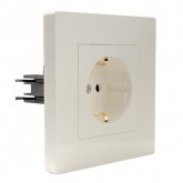 Розетка с заземлением в сборе Tokov Electric Pixel 16А шторки IP20 бежевый