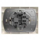 Розетка 2-я с заземлением в сборе Tokov Electric Pixel 16А шторки IP20 бежевый