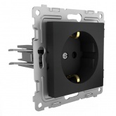Розетка с заземлением Tokov Electric Pixel 16А шторки IP20 карбон