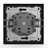 Розетка с заземлением в сборе Tokov Electric Pixel 16А шторки IP20 карбон