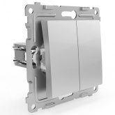 Переключатель двухклавишный Tokov Electric Pixel 10А IP20 алюминий