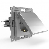 Розетка с заземлением Tokov Electric Pixel 16А шторки крышка IP20 алюминий