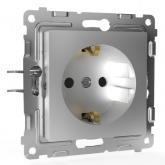 Розетка с заземлением в сборе Tokov Electric Pixel 16А шторки IP20 алюминий