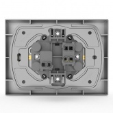 Розетка 2-я с заземлением в сборе Tokov Electric Pixel 16А шторки IP20 алюминий