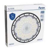 Светильник складской Feron AL1006 2835 SMD 100W 5000K AC230V 12000Lm 90° IP65 черный 230x33mm