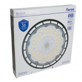 Светильник складской Feron AL1006 2835 SMD 200W 5000K AC230V 24000Lm 90° IP65 черный 314x33mm
