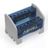 Шина на DIN-рейку в корпусе (кросс-модуль) Tokov Electric 2 группы по 7 отверстий 100А