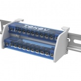 Шина на DIN-рейку в корпусе (кросс-модуль) Tokov Electric 2 группы по 11 отверстий 125А