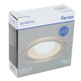 Светильник потолочный встраиваемый Feron DL8270 MR16 G5.3 прозрачный, белый d82/D119x35mm