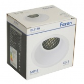 Светильник потолочный встраиваемый Feron DL3110 под лампу MR16 G5.3 белый d66/D90x64mm
