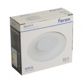 Светильник потолочный встраиваемый Feron DL3111 под лампу MR16 G5.3 белый d66/D90x35mm
