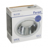 Светильник потолочный встраиваемый Feron DL3102 под лампу MR16 G5.3 белый/хром d80/D92x35mm