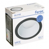 Светильник потолочный встраиваемый Feron DL3102 под лампу MR16 G5.3 черный/белый d80/D92x35mm